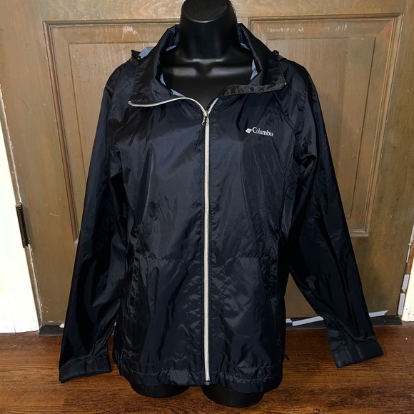 Columbia Black Switchback Waterproof Nylon Long Sleeve Zip Up Jacket Size L - Picture 6 of 13